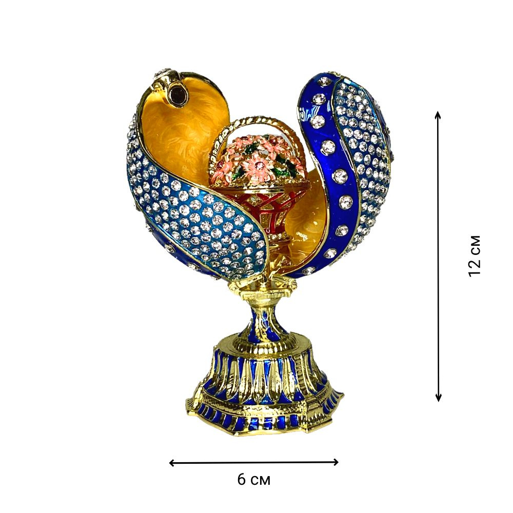 Статуэтка Яйцо-шкатулка Букет в стиле Фаберже, голубой #1