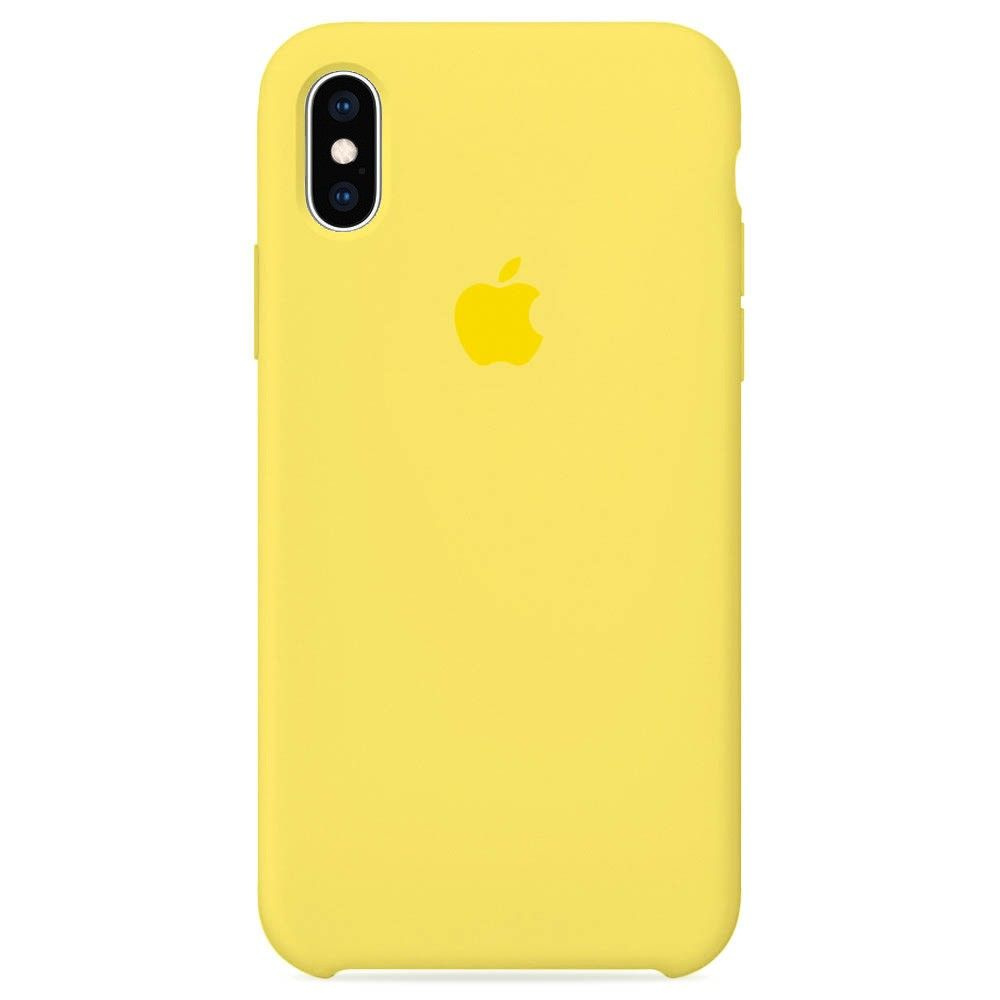 Силиконовый чехол для смартфона Silicone Case на iPhone Xs MAX / Айфон Xs MAX с логотипом, лимонный  #1