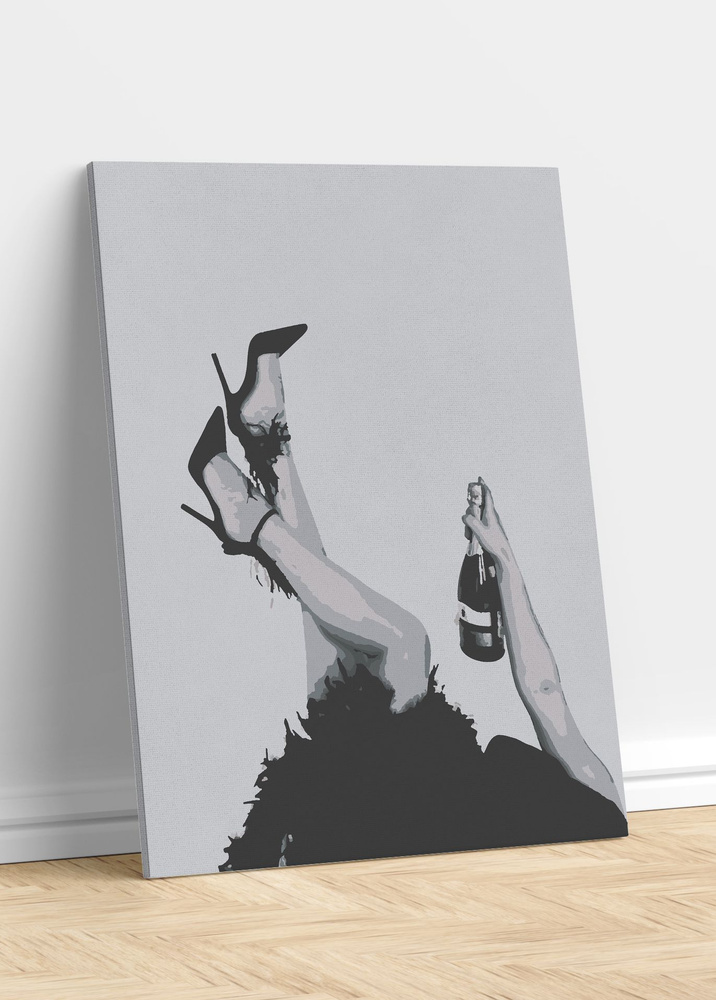 Картина по номерам 40х50 Картина девушка с шампанским #1