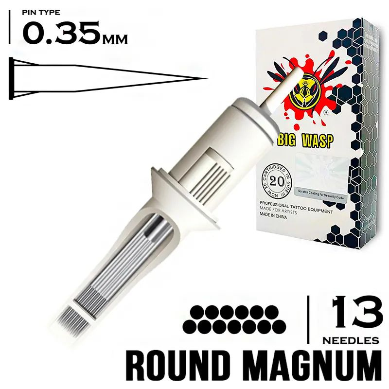 Тату картриджи BIG-WASP WHITE 35/13RM Round Magnum (1213RM) 20шт/уп #1