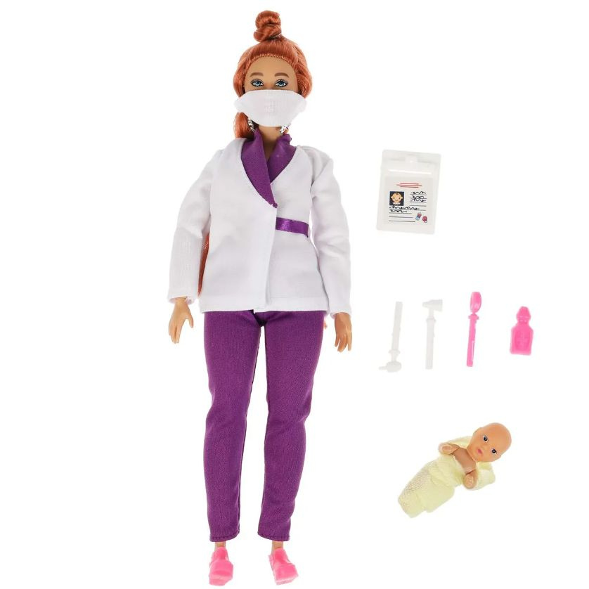 Кукла для девочек как Барби модница София доктор акушер с малышом и аксессуарами. Шарнирная 29 см  #1