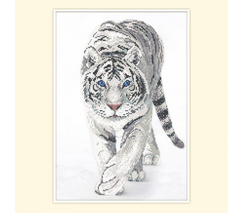 Канва (рисунок) для вышивания бисером Русская Сказка "Белый тигр-1" 28х40 см  #1