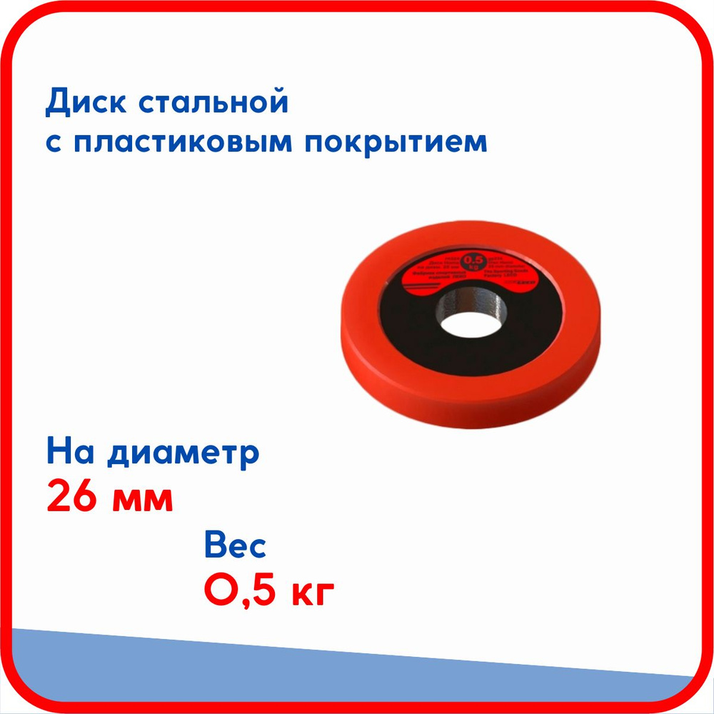 Диск (блин) 0,5 кг Home, стальной облитый пластиком, на гриф для гантели, штанги диаметром 26 мм  #1