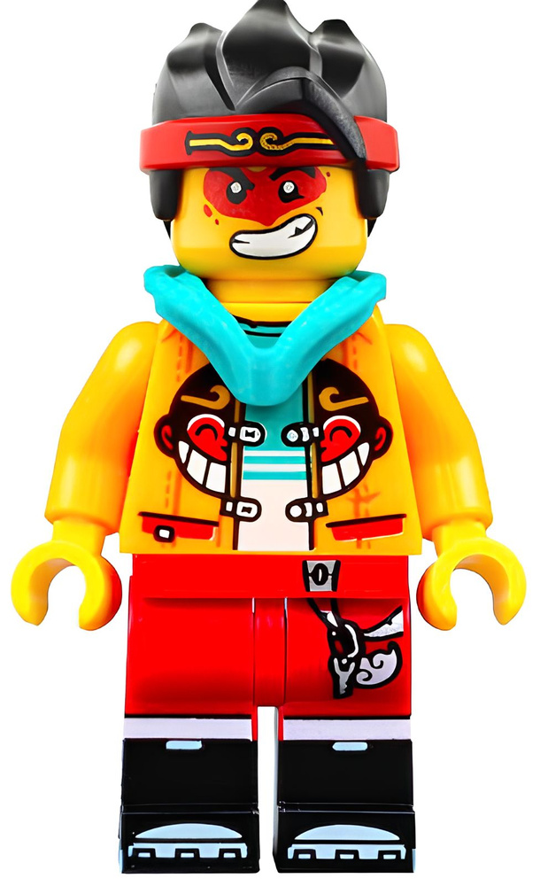 Минифигурка Lego Monkie Kid - Bright Light Orange Open Jacket with Monkey Head Logo, Dark Turquoise Hood, #1