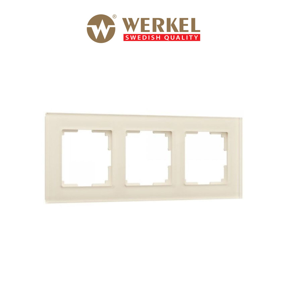 Рамка для выключателей и розеток из стекла на 3 поста Werkel Favorit молочная  #1