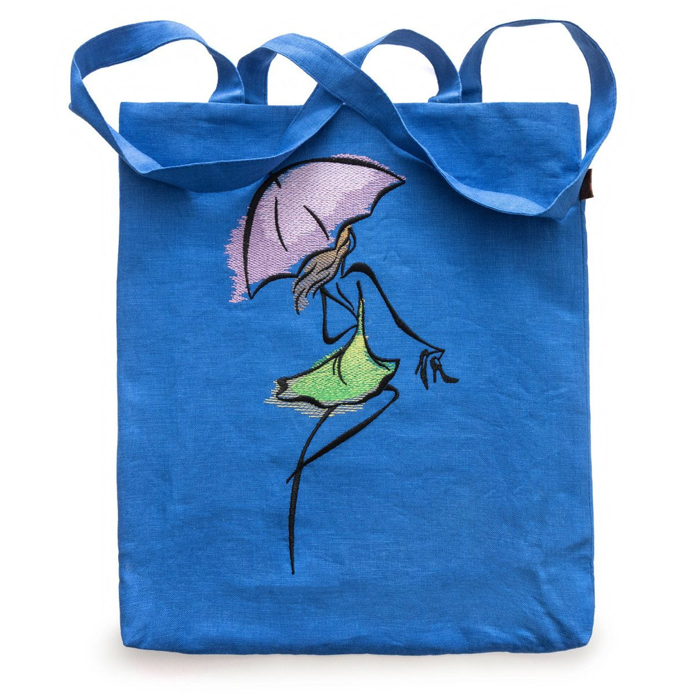 Сумка-шоппер с вышивкой "Девушка с зонтом" #1