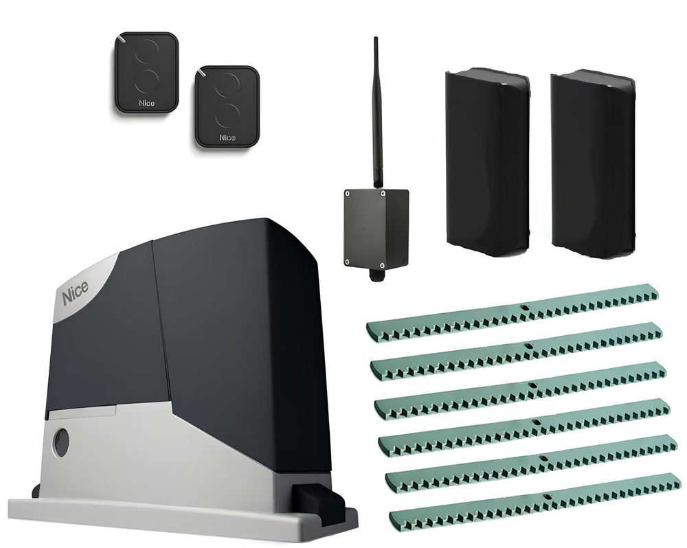 Автоматика для откатных ворот NICE RD400KCEKIT-F6-BT, комплект: привод, фотоэлементы, 2 пульта, Bluetooth-модуль, #1