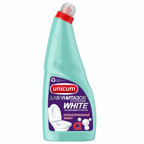 Средство для чистки унитазов и сантехники с гипохлоридом UNICUM, 750 мл, "White", дезодорирующий эффект #1