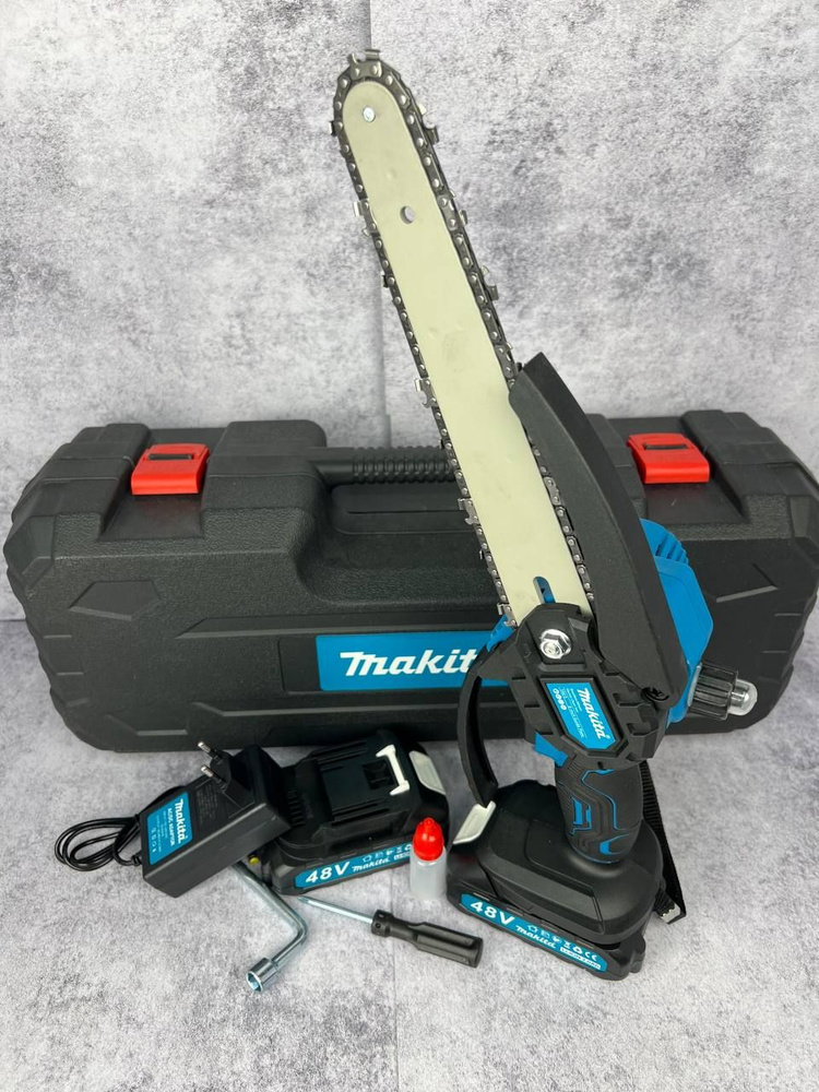 Makita пила аккумуляторная цепная мини садовая 200 мм 48V сучкорез Макита / Мини ручная пила на аккумуляторе #1