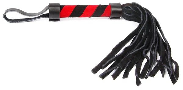 Notabu Многохвостовая плеть с круглой ручкой 27 см, черный/красный  #1