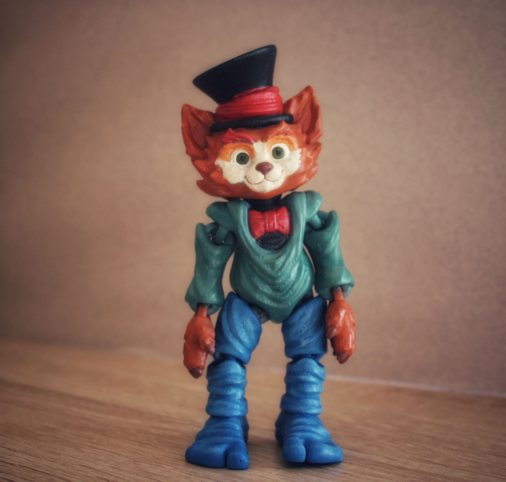 Подвижная игрушка антистресс Кот в шляпе 3D #1
