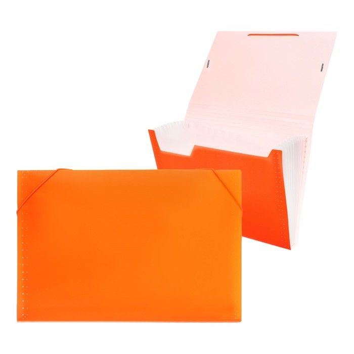 Папка картотека Calligrata Неон 13 отдел. A4 пластик 0.7мм оранж. резинка в цвет / 10111466  #1