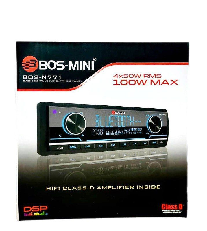 Автомобильная процессорная магнитола BOS MINI N771 1-DIN с FM/AM, USB, Bluetooth, DSP, 3RCA  #1