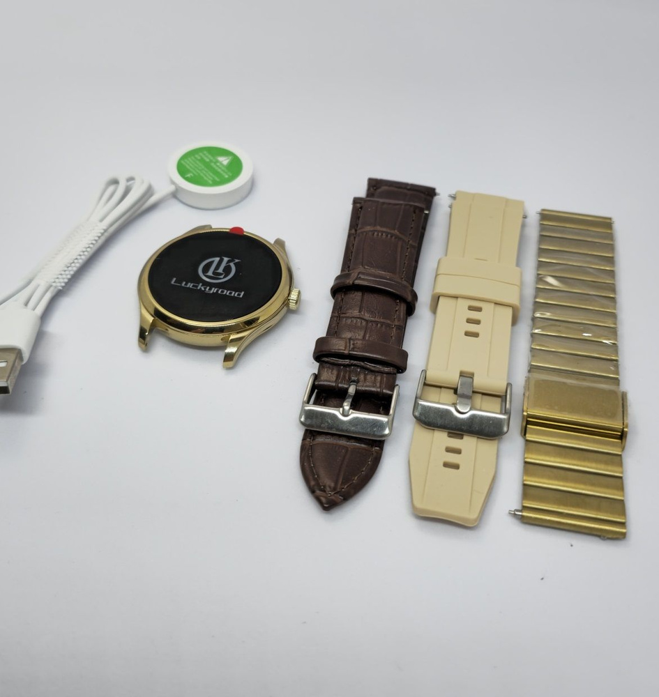 Tecno Умные часы LK watch 7, 41mm, золотистый с белым ремешком #1