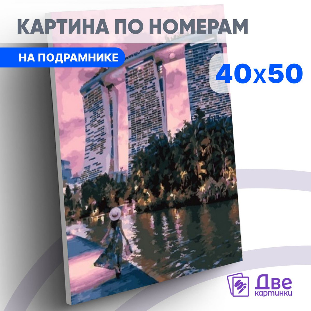 Картина по номерам на холсте 40х50 40 x 50 на подрамнике "Прогулка по сингапуру." DVEKARTINKI  #1