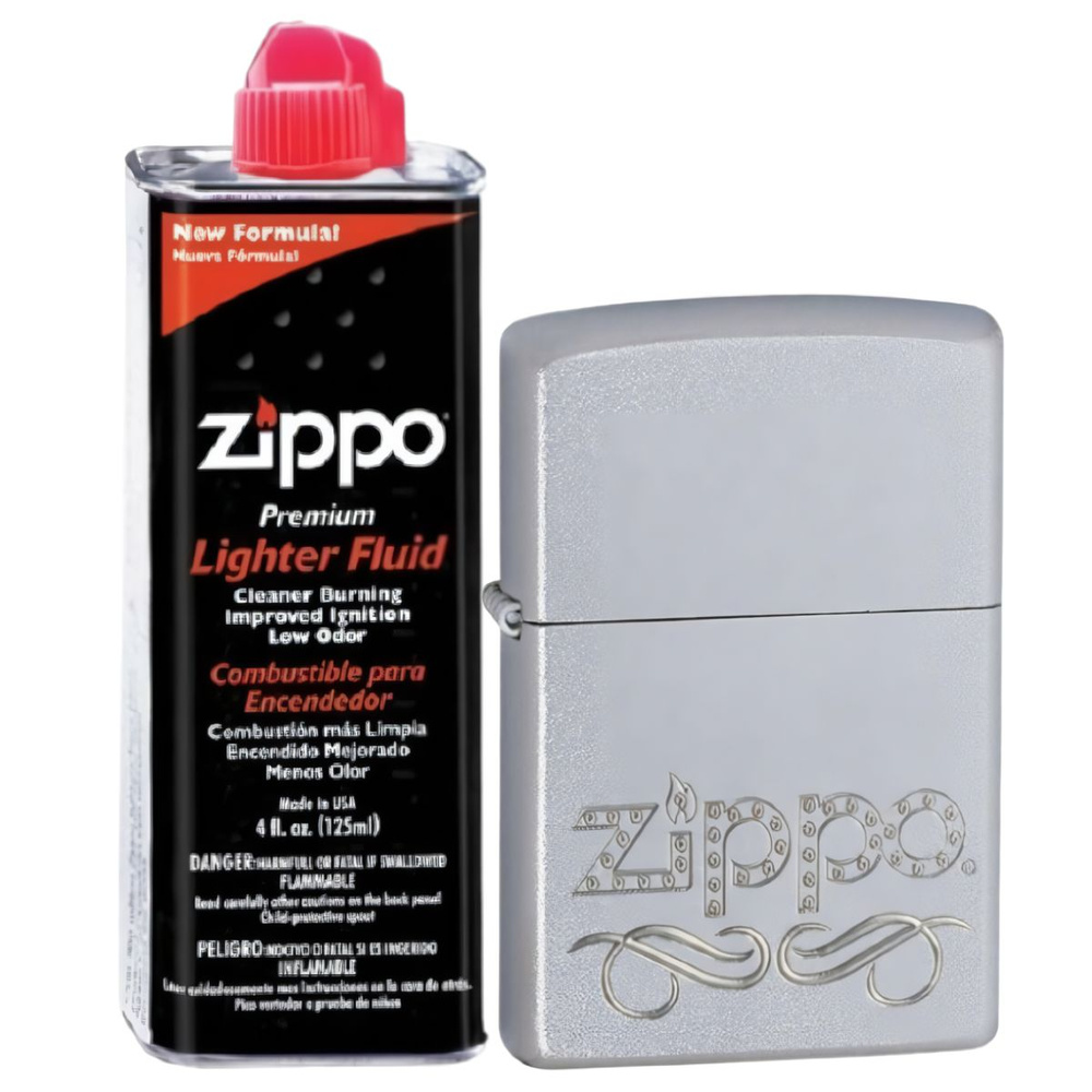 Бензиновая зажигалка универсальная Zippo 24335 Classic Satin Chrome + бензин Zippo 125 мл  #1