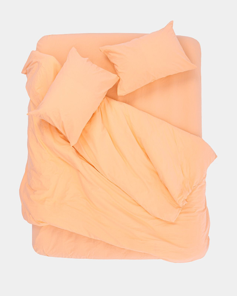 Постельное белье из вареного хлопка, абрикосовый, полутораспальный, наволочки 50х70 см  #1