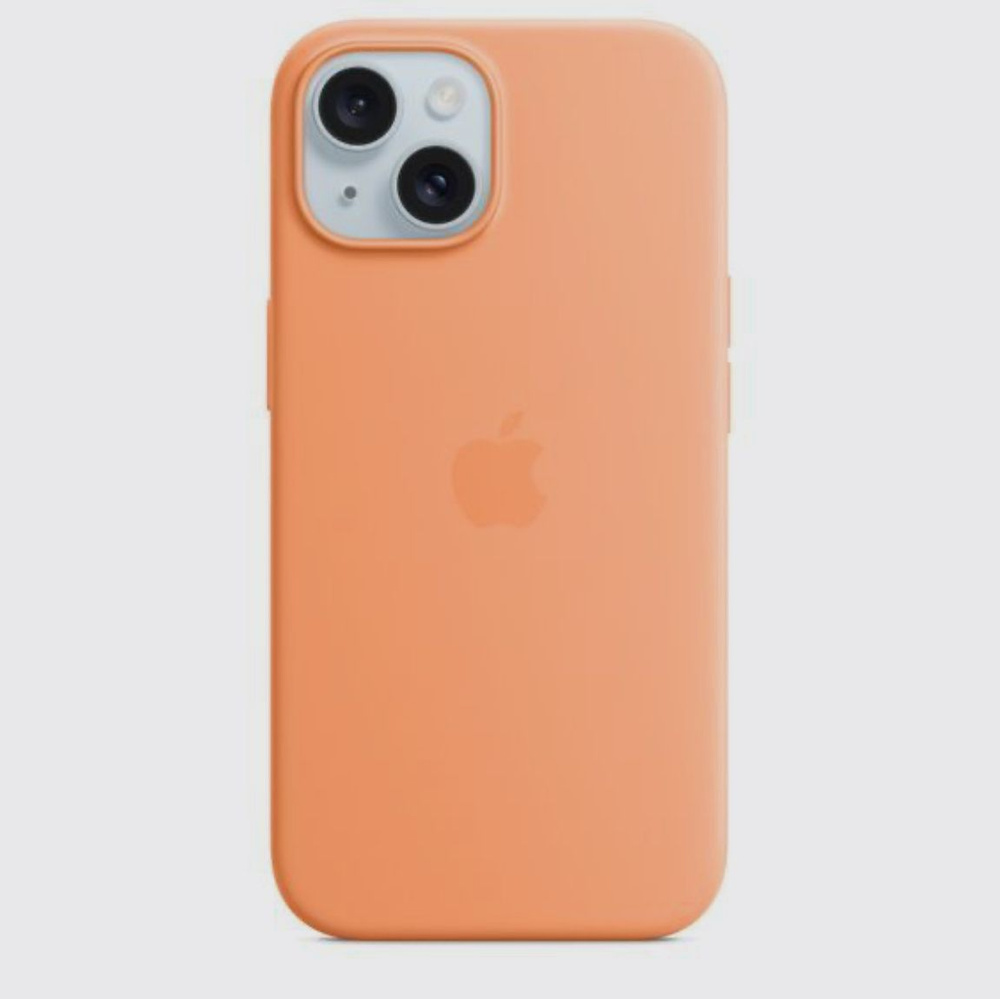 Чехол на iPhone 15 Silicone Case с MagSafe и анимацией оранжевый (orange sorbet)  #1