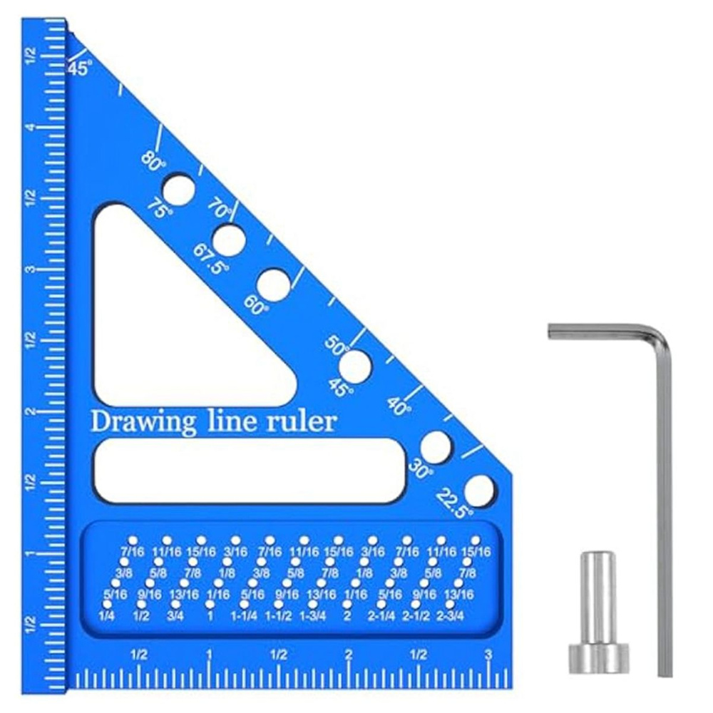 Многоугольная измерительная линейка, плотницкий квадрат с позиционным штифтом, деревообработка, измерительная #1