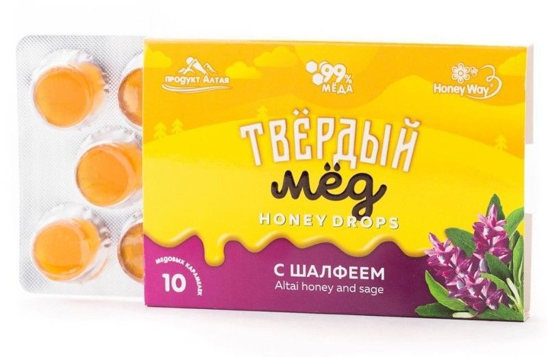 Твердый мед HoneyDrops Шалфей 30г #1