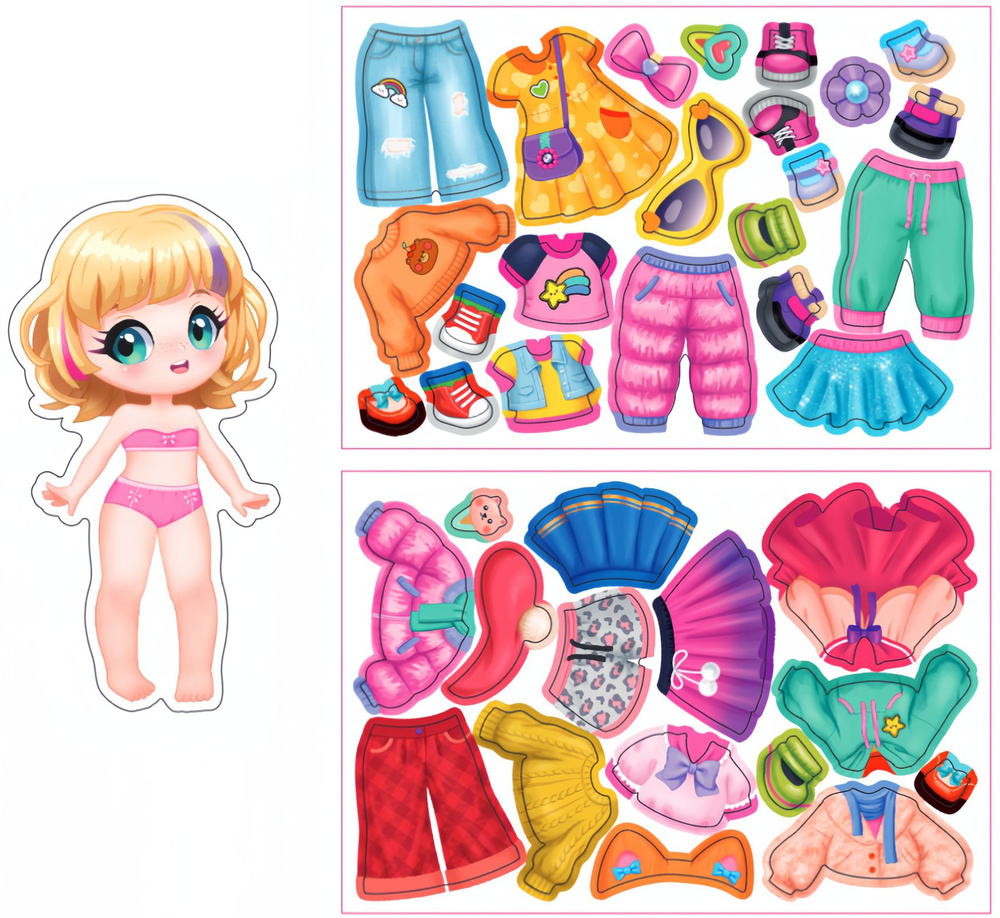 Развивающая магнитная игра "Одевашки. Модная девчонка. Алиса", детская кукла с набором одежды, 37 элементов #1