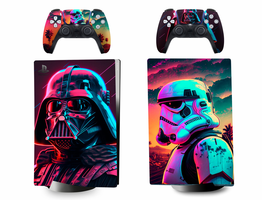 Наклейка Star Wars защитная для Sony PlayStation 5 Digital Edition полный комплект  #1