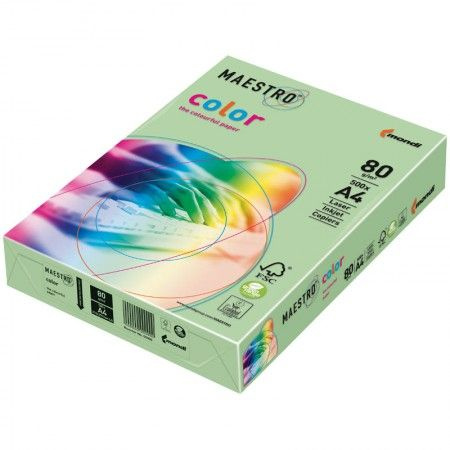 Бумага Maestro color, А4, зелёная MG28 1пачка 500л. 80 г/м2, Цветная бумага зелёный  #1