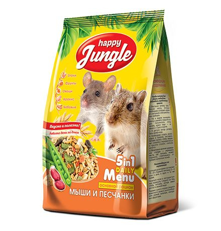 Happy Jungle 5in1 Daily Menu / Корм Хеппи Джангл для Мышей и Песчанок, 400 г  #1