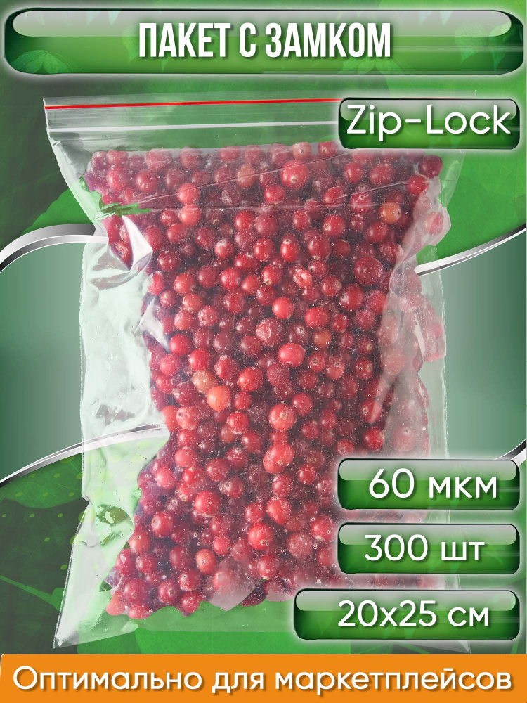 Пакет с замком Zip-Lock (Зип лок), 20х25 см, 60 мкм, сверхпрочный, 300 шт.  #1