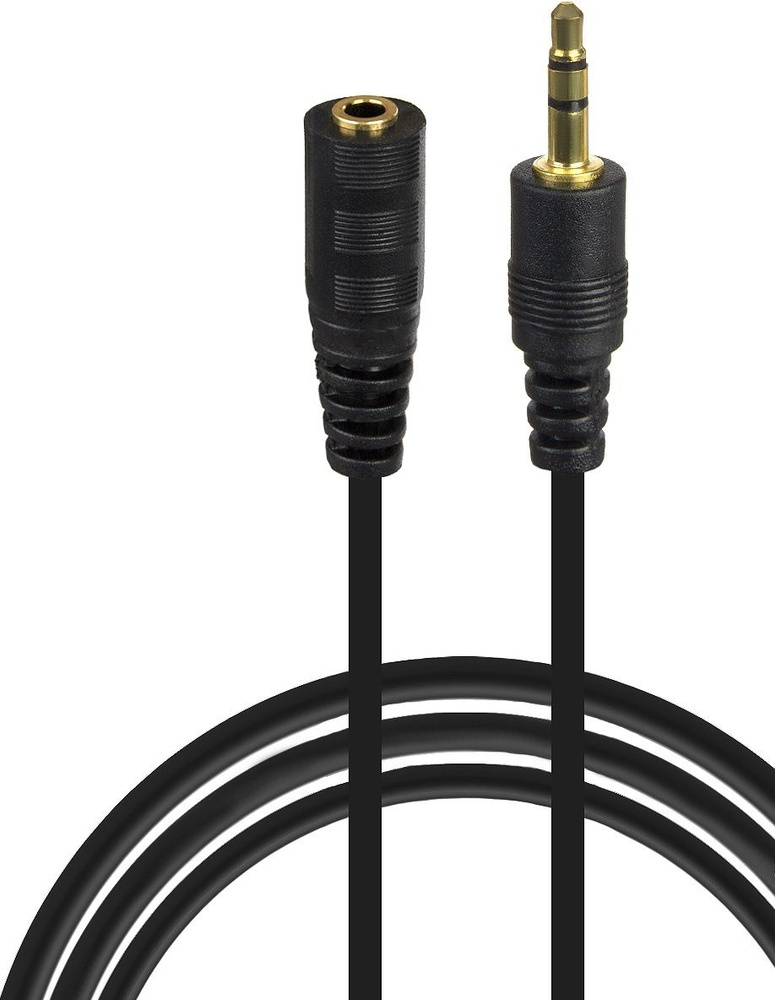 Кабель AUX Jack 3.5mm папа/ мама Extension cable, 1.5м black (Черный) #1