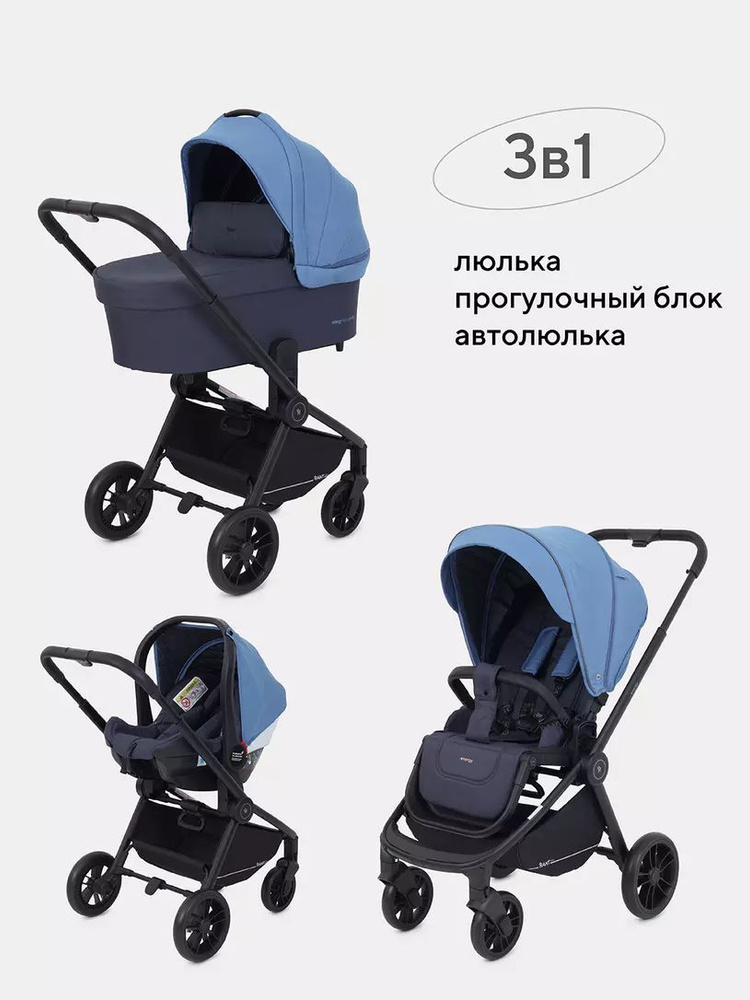 Коляска детская RANT basic "ENERGY" 3в1 RA092 Blue #1