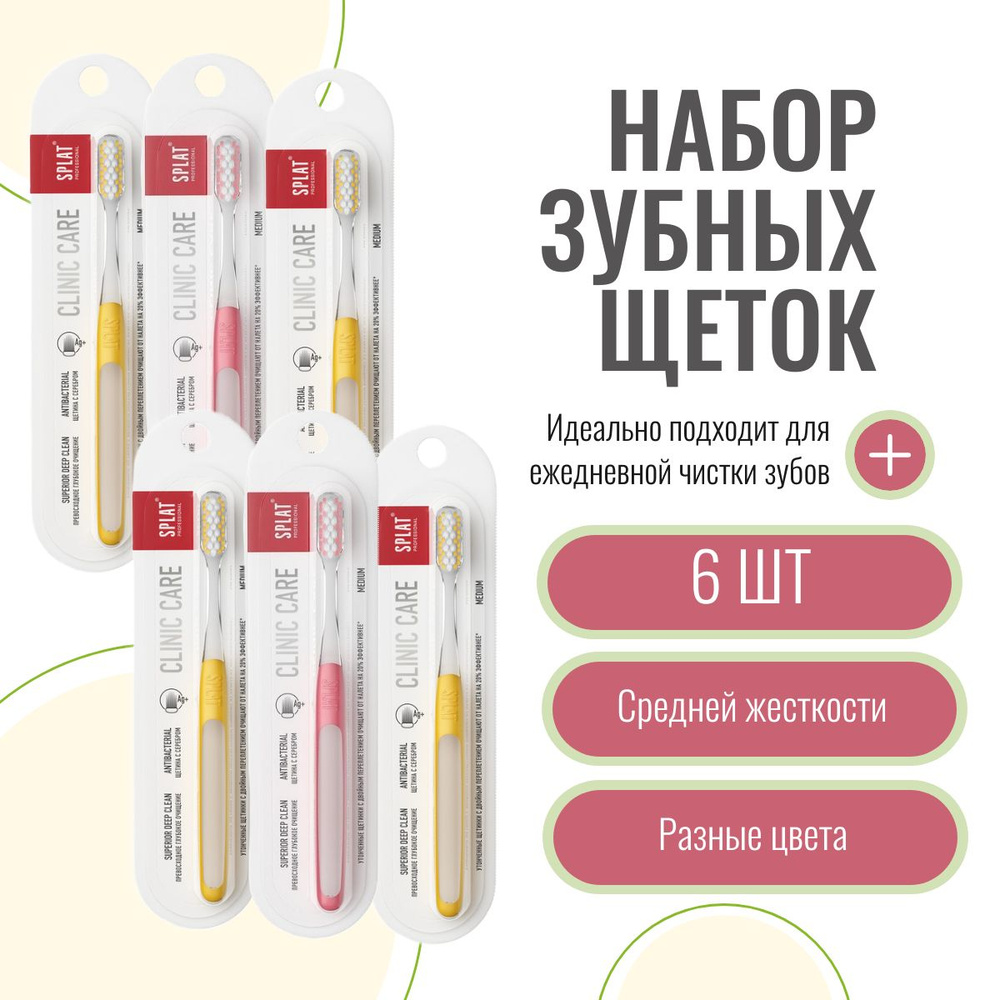 Зубная щетка SPLAT Professional CLINIC CARE Medium, 6 шт. #1