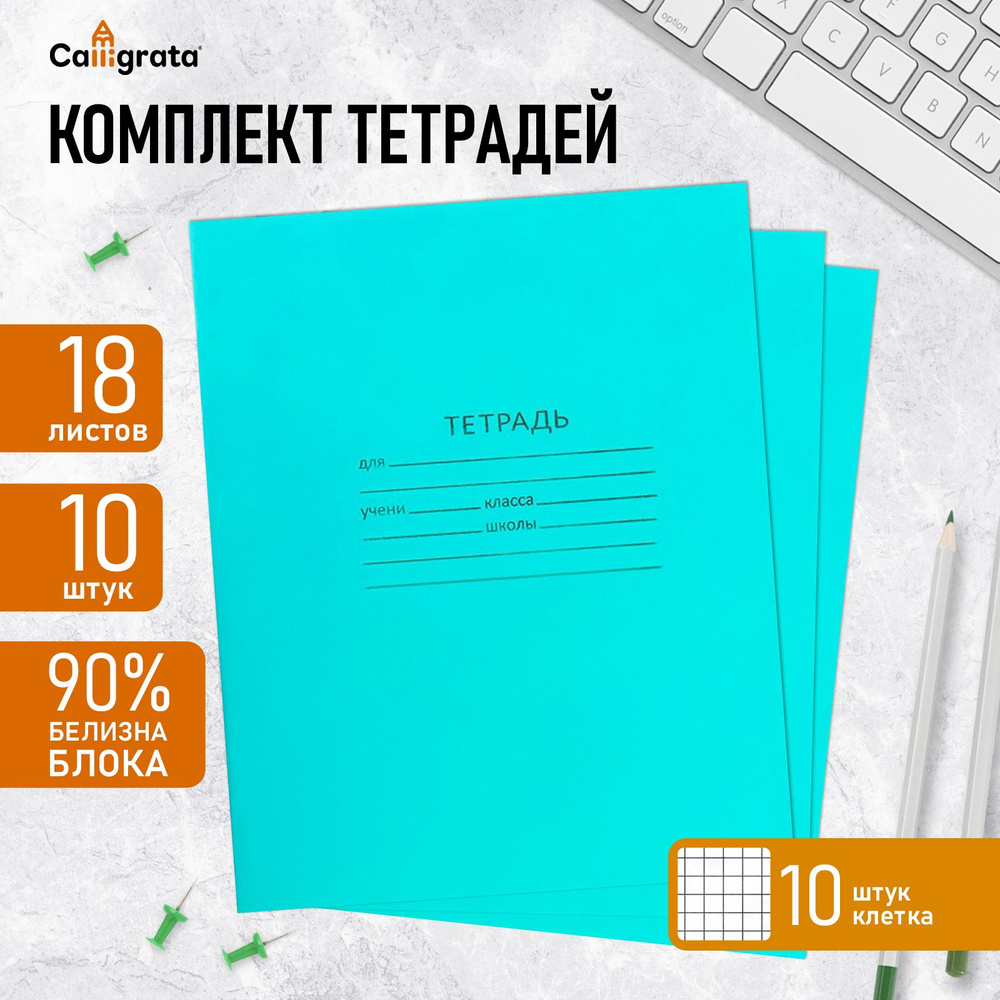 Комплект тетрадей из 10 штук, 18 листов в клетку #1