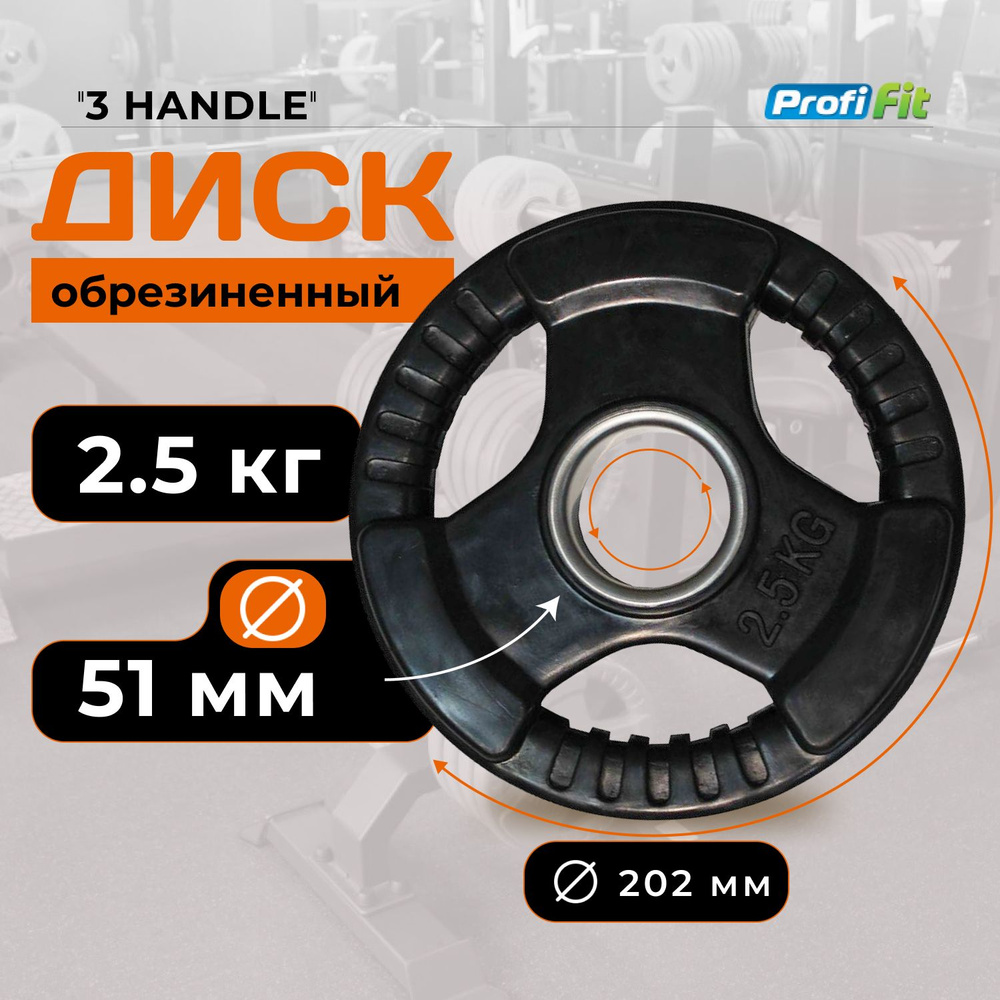 Диск для штанги 2,5 кг 51 мм черный 3 HANDLE PROFI-FIT #1