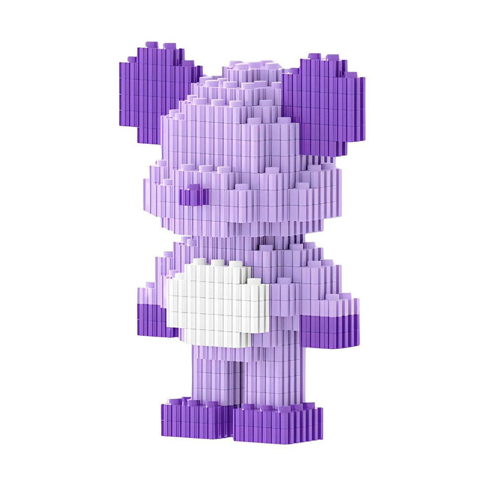 3D Конструктор MAGIC BLOCKS: Сиреневый мишка BearBrick / Фигурка из мини-блоков / 593 детали  #1