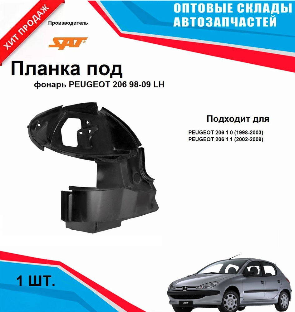 Планка под фонарь левый PEUGEOT 206 98-09 LH #1