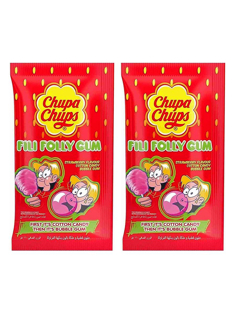 Леденцы Chupa Chups Fili Folly Gum со вкусом клубники, 6 шт по 11 гр, 2 уп  #1