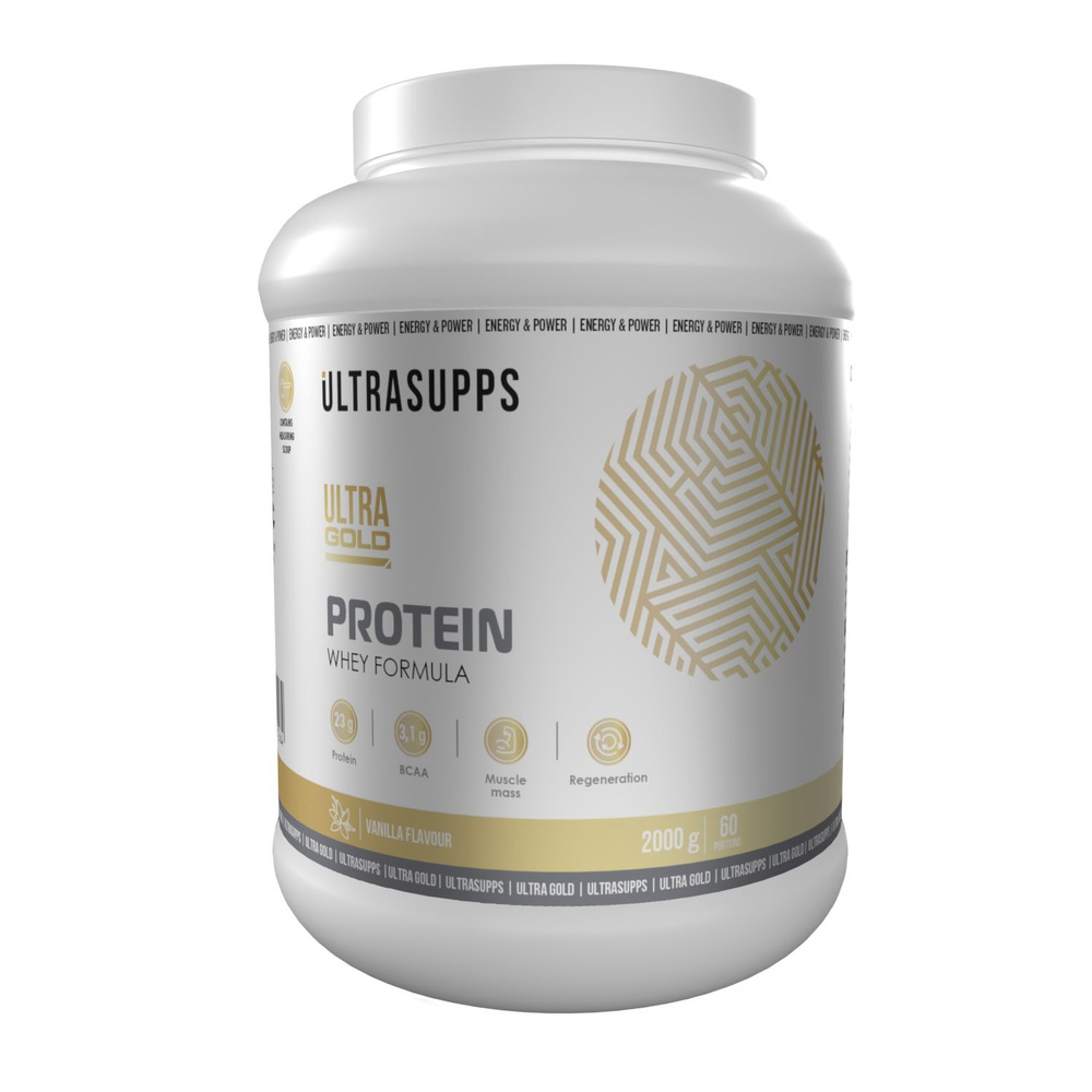 Протеин сывороточный 2000 г 60 порций UltraSupps / Ultra Gold Protein для набора массы и похудения со #1