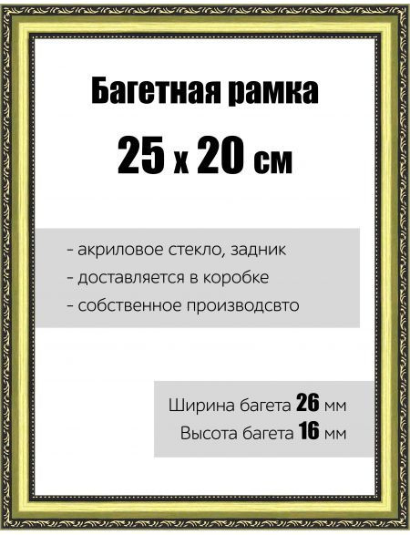 Рамка багетная для картин со стеклом 25 x 20 см, РБ-048 #1