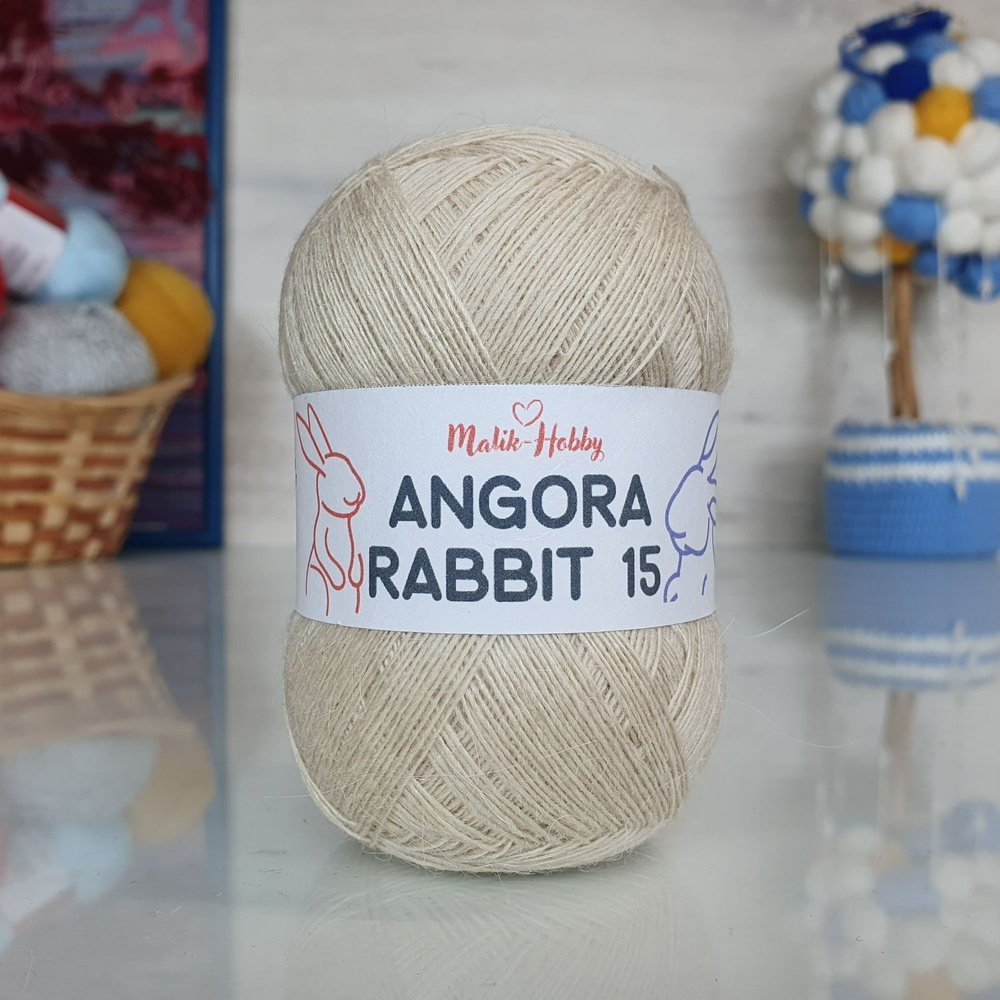 Пряжа Angora Rabbit 15 - 020 (холодный беж) 1 моток Malik-hobby, (15% ангора, 5% шерсть, 30% вискоза, #1