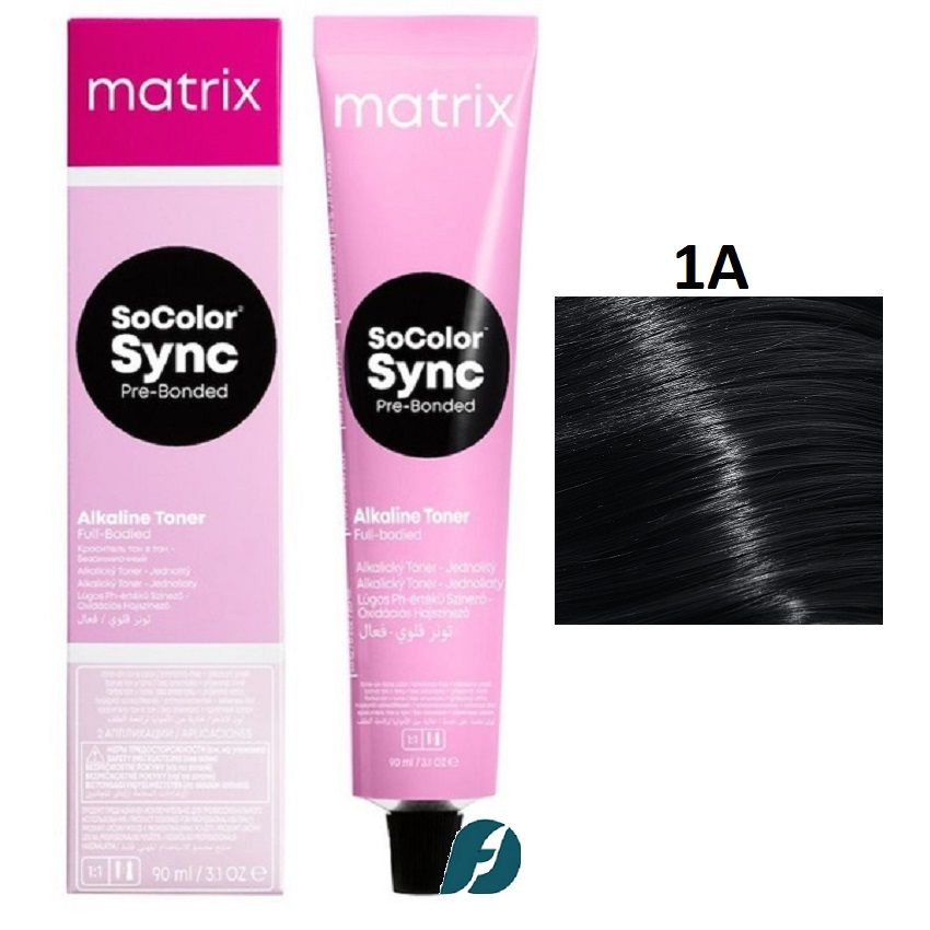 Matrix SoColor Sync 1A Краситель для волос тон-в-тон Иссиня-черный пепельный, 90мл.  #1