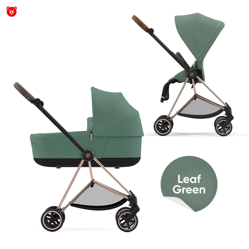 Cybex Mios III Коляска 2 в 1, рама Rose Gold, текстиль Leaf Green с дождевиком и адаптерами  #1