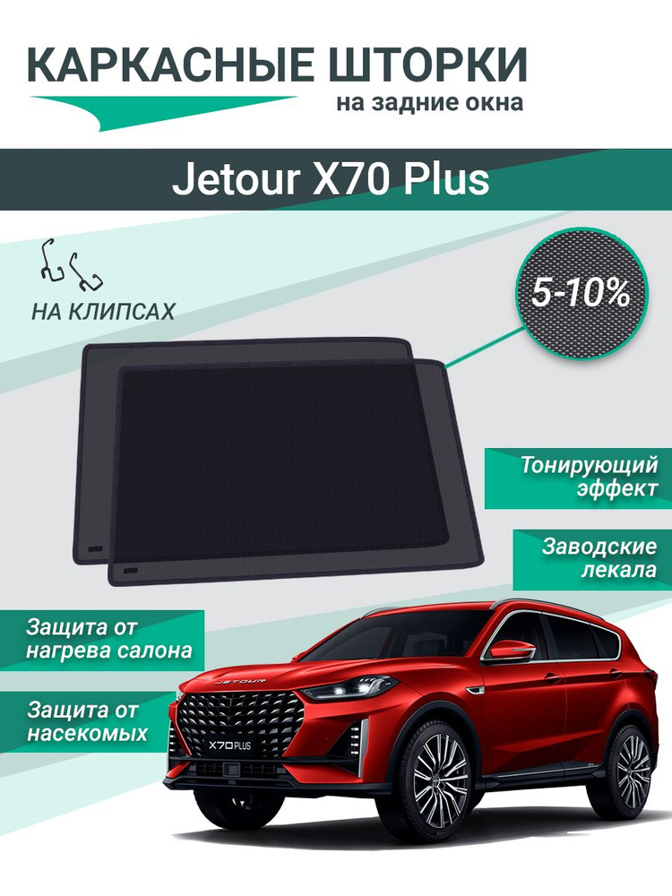 Каркасные шторки для Jetour X70 Plus на фиксаторах, сетки на задние стекла  #1