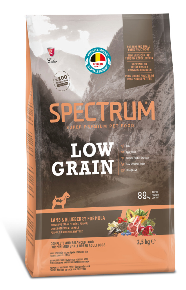 Корм для собак сухой SPECTRUM LOW GRAIN мелких пород со вкусом ягненка и голубики 2,5 кг  #1