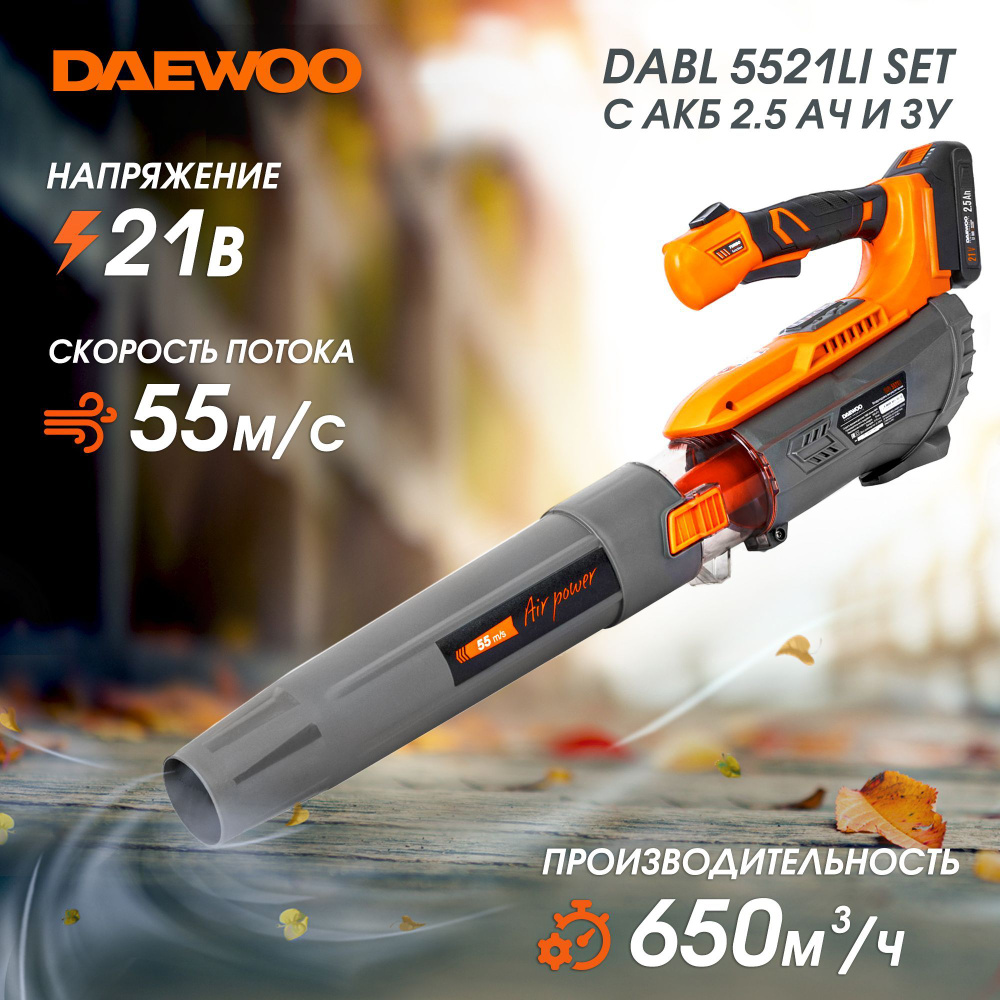 Воздуходувка аккумуляторная DAEWOO DABL 5521Li SET (21В, 44.55 м/с) #1