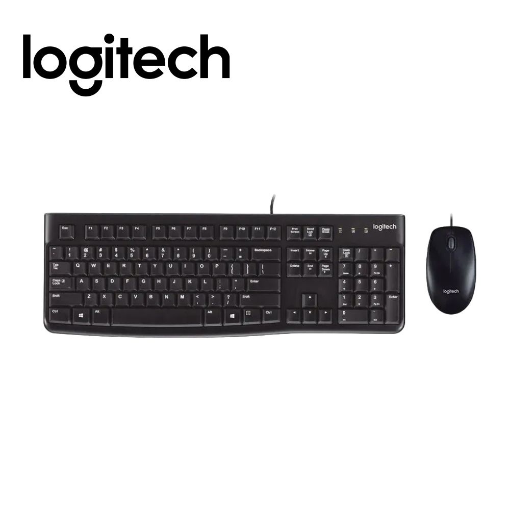 Logitech Комплект мышь + клавиатура проводная MK120, Русская раскладка, черный. Уцененный товар  #1