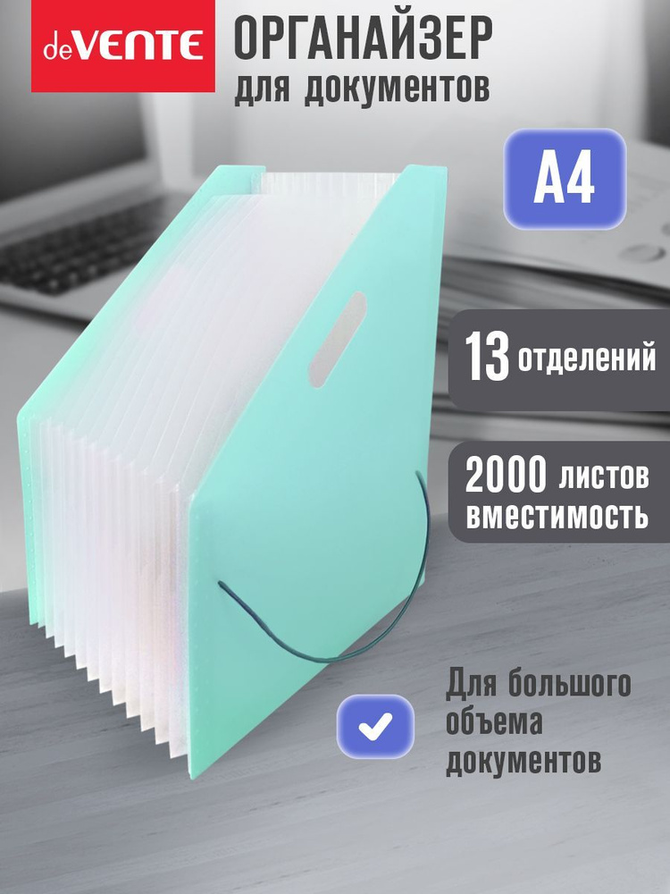 Вертикальная папка накопитель канцелярская с 13-ю отделениями, Органайзер для бумаг и документов A4  #1