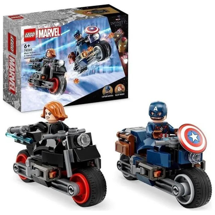 Конструктор LEGO Super Heroes Черная Вдова и Капитан Америка на мотоциклах, 130 деталей, 6+, 76260  #1