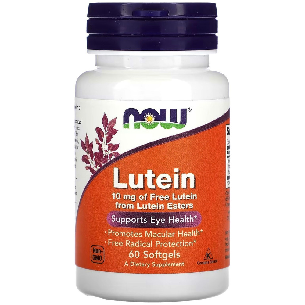 NOW Lutein 10 mg 60 softgels NOW / Лютеин 10 мг 60 капсул NOW США / Для глаз, улучшения зрения. Антиоксидантная #1