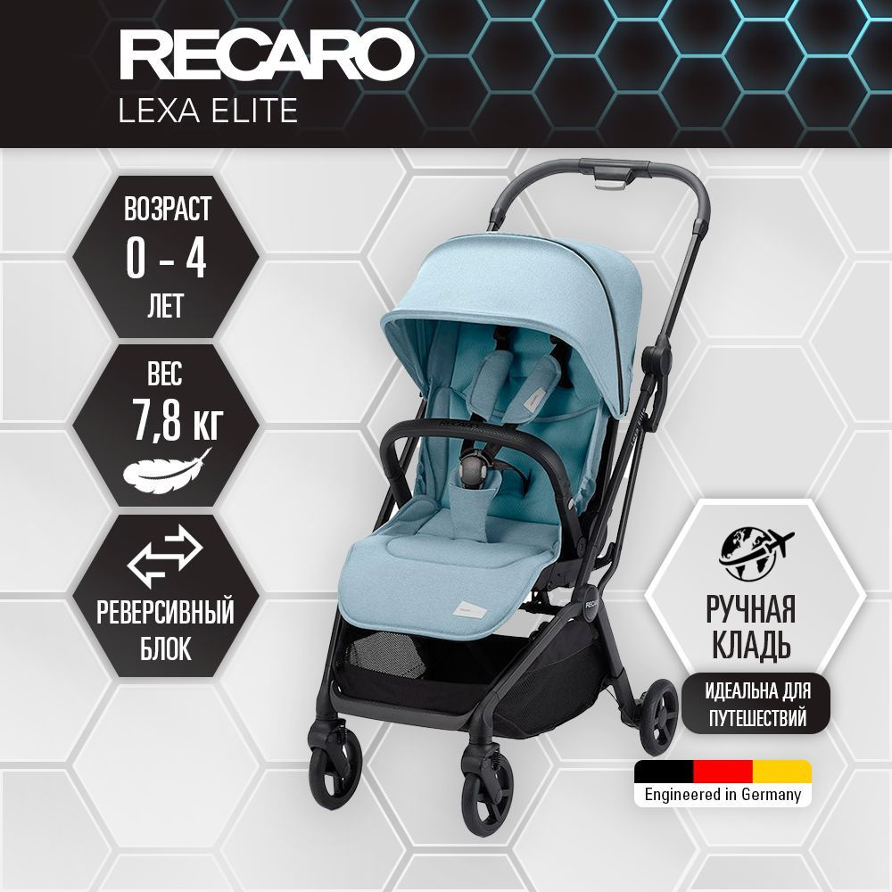 Детская прогулочная коляска RECARO Lexa Elite Prime Frozen Blue, легкая с реверсивным блоком, для ребенка #1